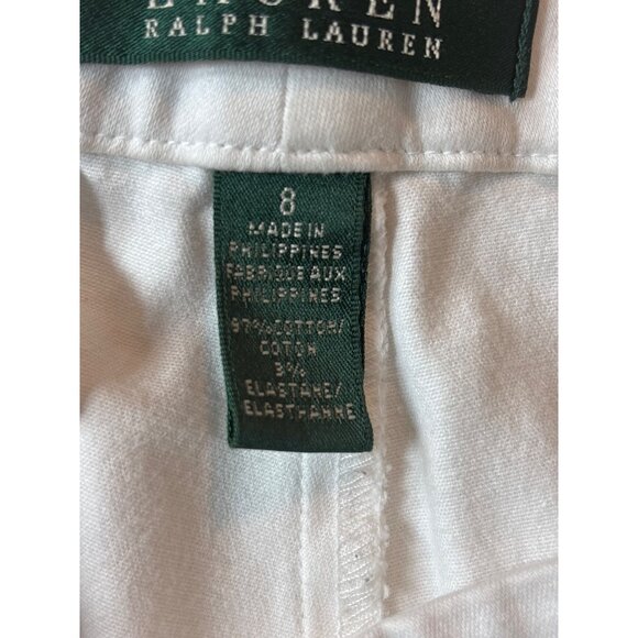 Ralph Lauren White Cotton Blend Womens Straight Leg Pants Size 8 - Picture 7 of 10